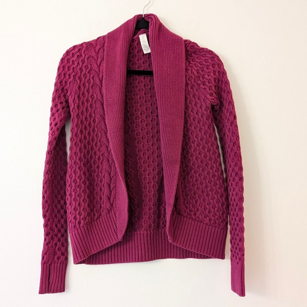 Ivivva Breathe Relax Love Wrap cable knit Cardigan Girls size 10